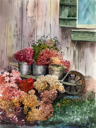 Flowers in Cart (Original)